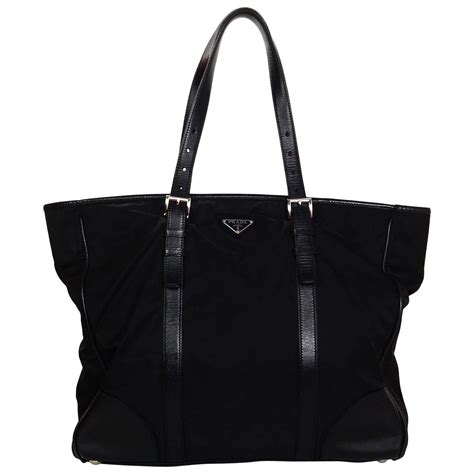 prada nylon tote black|prada nylon shopper tote.